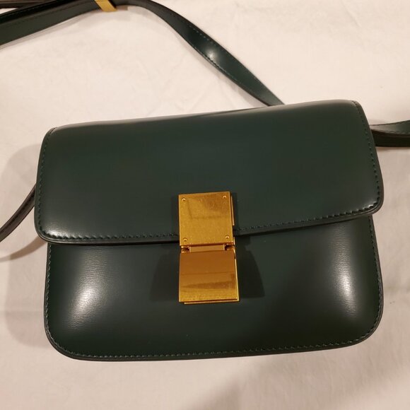 Beautiful green leather box purse handbag - unbranded. NWOT - Picture 6 of 6